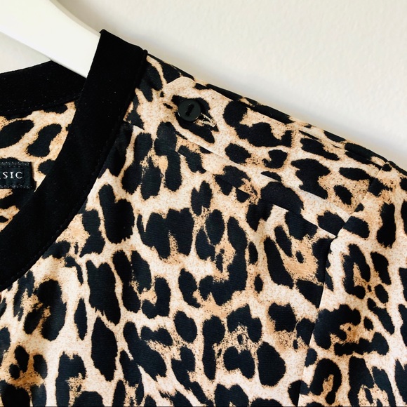 Zara Basic Leopard Print Button Blouse Small - Picture 7 of 11